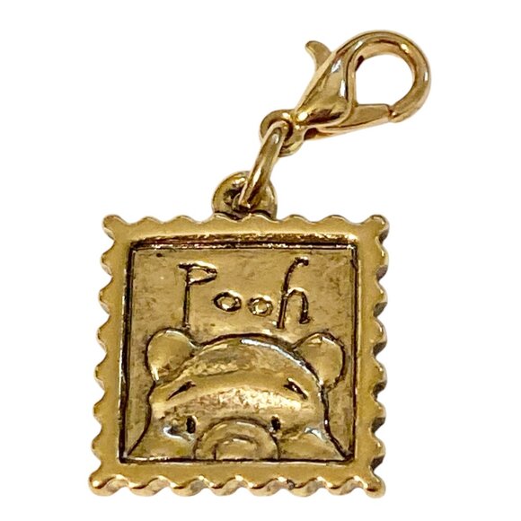 Vintage Disney Winnie the Pooh Clip On Charm Gold Plated Zipper Purse Signed - Picture 1 of 9